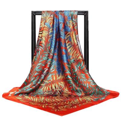 China Long Custom Design Printed Muslim Square Scarves Women Square Scarf 90cm for sale