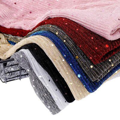 China Pungent Sequined Wild Braided Lace Scarf 10 Colors Shimmer Muslim Women Head Scarf for sale