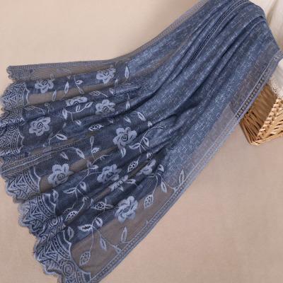 China Print/Wholesale Fashion Ladies Islam Headscarf Solid Color Tassel Long Lace Elegant Hijab Scarf for sale