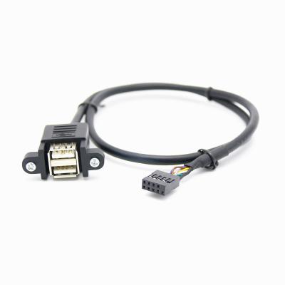 China MP3 / MP4 Player 2.54 Pitch Connectors To Dual USB 2.0 A Panel Mount Female Extension Cable for sale