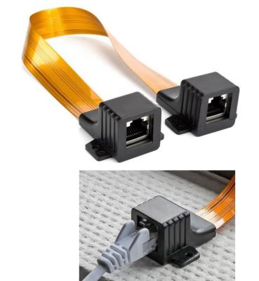 China Ultra Thin Ethernet Cat5 cat6 Flat Cable Wall Through Fpc rj45 Panel Mount Cable Cat5 ca6 Female Ribbon for sale