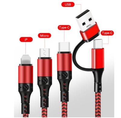 China MP3/MP4 Player 2 in 4 USB C Mobile Phone Multi Cable Type to 3 C Lighting and Micro USB for sale