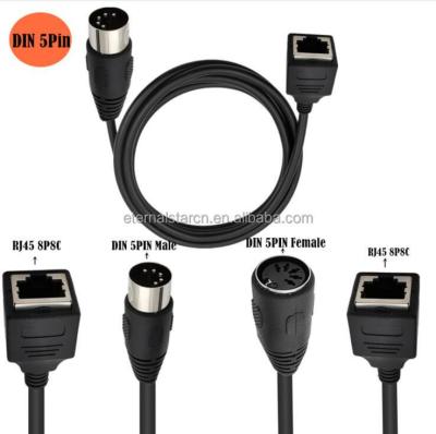 China Multimedia Midi 5 Pin Din Female Male To RJ45 8P8C Adapter Cable for sale