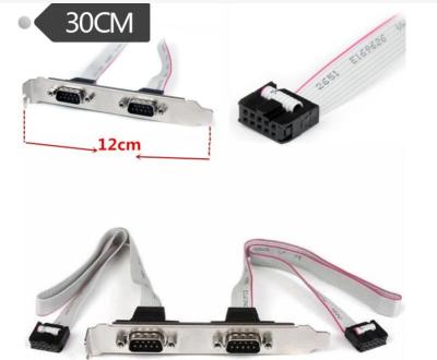 China Multimedia 2 Serial Port DB9 16in Left Bracket To 10 Pin Header 0.28m for sale