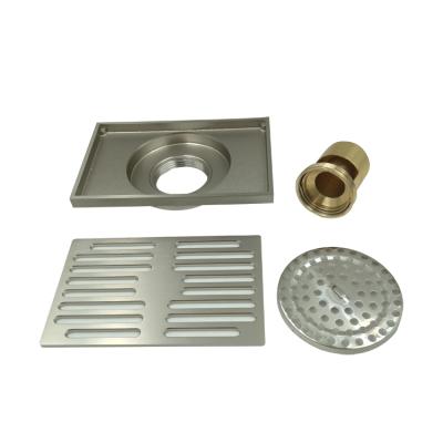 China Modern Square Brass Floor Drain Floor Grate With 140*140mm With Outlet 45mm Anti Smell Hair Catcher Polished for sale