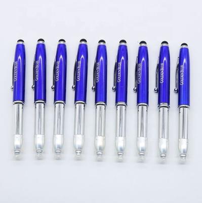 China Promotional Pen Hot Selling Custom Logo LED Light Up Stylus Metal Tip Ball Pen for sale