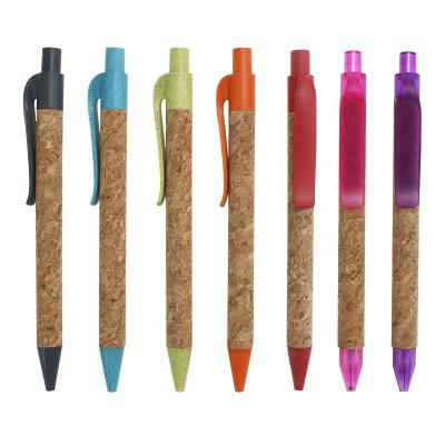 China Eco Friendly Custom Logo Cork Wood Paper Ballpoint Pen With Customized Logo Biodegradable for sale