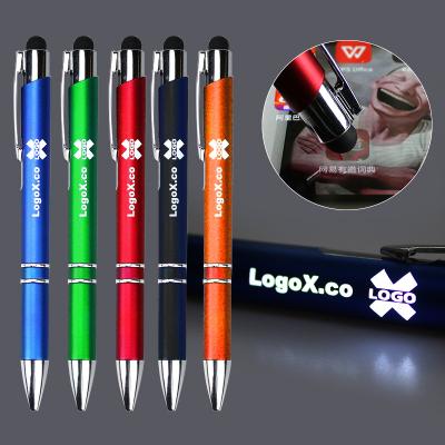 China Promotional Pen Promotional Led Touch Screen Light Pen Custom Logo Stylus Ballpoint Pen for sale