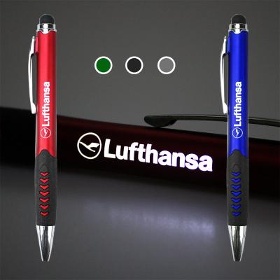 China 2021 promotional pen branded promotional gift led light up laser custom logo pen multifunctional stylus for sale