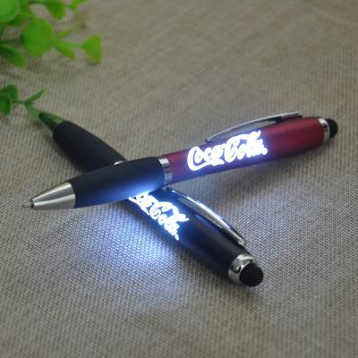 China Promotional Pen OEM Starlight Led Stylus Touch Screen Pen Led Light Custom Logo Gift Bulk Multi Color Ballpoint Pen for sale