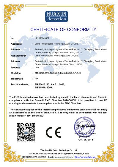 CE Certificate for LEDs - Demo Photoelectric Technology (Wuxi) Co., Ltd.