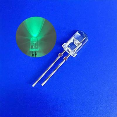 China Color verde 5 mm LED Diodo 45 grados 500nm Cabeza redonda clara con tapón para señal de giro LED en venta