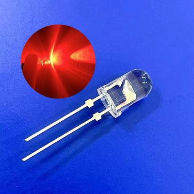 China Luz de advertencia de tráfico LED Diodo 5 mm Cabeza redonda 620nm 12000mcd Pinos cortos con tapones en venta