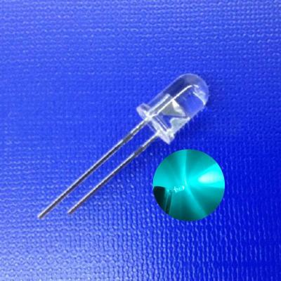 Chine 5 mm de lumière d'alerte de la circulation LED Diode 45 degrés 500nm Couleur bleutée verte 15000mcd Forme ronde Lentille claire à vendre