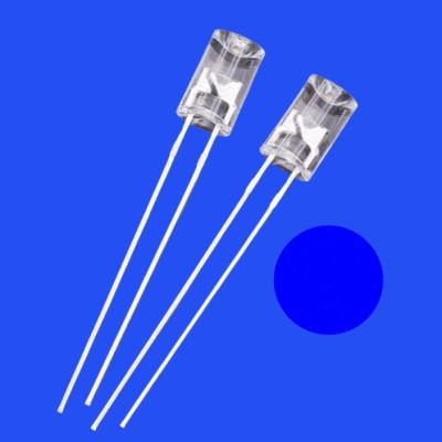 China 5mm 2Hz 1/6 Duty Cycle 12V Clear Blue Color 460nm 500mcd 90deg Resistor Integrated Flangeless Concave Blinking LED for sale