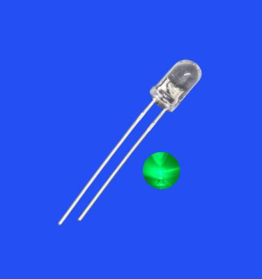 China 5mm 12Hz 1/6 Duty Cycle Groen Kleur 520nm 7000mcd Ronde Duidelijke Lens Strobe Blinkende LED Diode Te koop