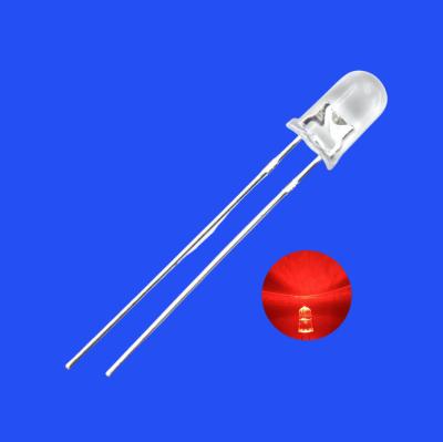 China 5mm Rood Kleur 630nm 2000mcd Ronde Helder Objektief Kaars Vlimmerende LED-diode Te koop