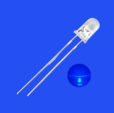 China 5mm Blauwe kleur 460-470nm 500-1000mcd Ronde heldere lens Kaars Flikkerende flikkerende LED-diode Te koop