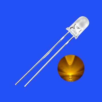 China 5mm Gele Kleur 585-595nm 1000-2000mcd Ronde Duidelijke Lens Kaars Flikkerende LED-diode Te koop