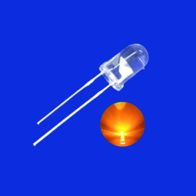 China 5mm LED-Lichtdiode 600nm - 610nm Orange Farbe 2500mcd klare Linse Runder Kopf mit Flansche zu verkaufen