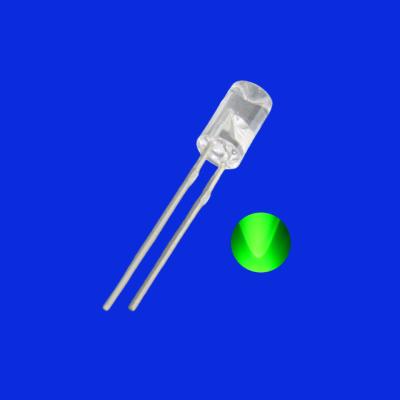 China 4mm LED 520nm - 530nm Grüne Farbe 2000mcd - 3000mcd klare Linse Flankenlose Konkave Diode zu verkaufen