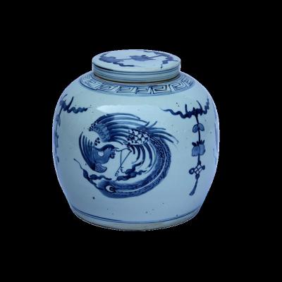 China Chinese Traditional Non-hole Cover Storage Jar Blue And White Ceramic Jar By Handmade for sale