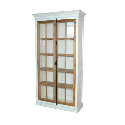 China Assembly Home Furniture Study Room Furniture French Style Wooden Bookcase With Glass Door for sale