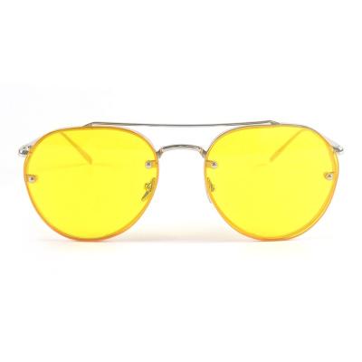 China Custom double bridge round sunglasses fashion sunglasses metal rivet unisex high quality fashionable glass for sale