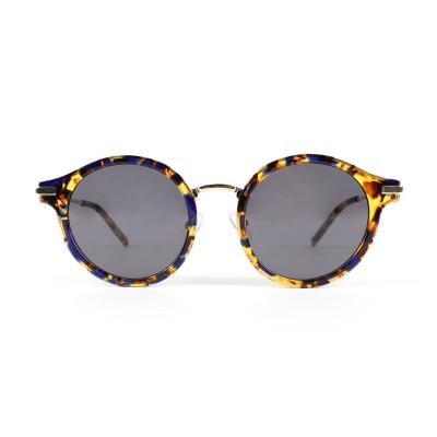 China Benyi Vintage Tortoise Acetate Round Sunglasses Retro Tortoise UV Protection Glass Sun Glasses Round Sunglasses for sale