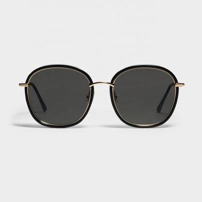 China Retro Round Round Folding UV400 Polarized Mirrored Resin Lens Sunglasses For Women for sale