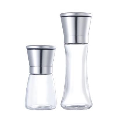 China Viable Manufacturers Wholesale Glass Chili Manual Pepper Grinder Stainless Steel Salt Grinder For Kitchen for sale