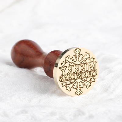 China Customized Invitations Christmas Tree Tongue Vintage Brass Head Wood Handle Removable Sealing Wax Stamp 25mm for Envelopes Wedding Invitations for sale