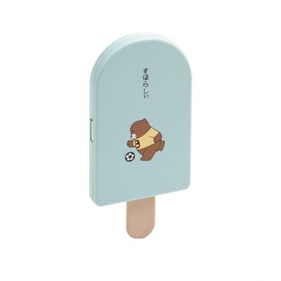 China New Arrival Comfortable Folding Makeup Mirror with Comb Pocket Mini Portable Cartoon Ice Cream Shape Hair Brush Cosmetic Mirror for Women for sale