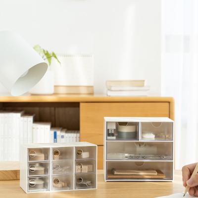 China Detachable Clear Organizer Plastic Box Multi Storage Case Office Stationery Office Cabinet Makeup Table Accessories Makeup Storage Cabinet Drawers Desk Accessories for sale