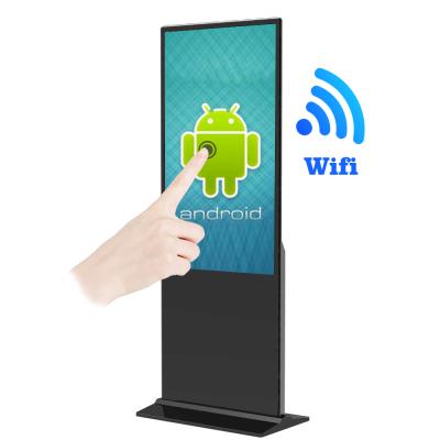 China 55 Inch Outdoor Floor Stand Android Touch Screen Advertising Players Ultra Slim Displays LCD Digital Signage for sale