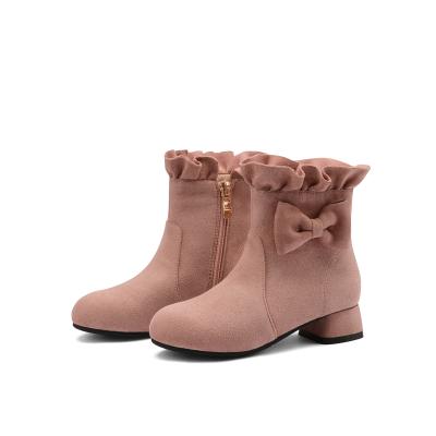 China 2021 breathable autumn and winter new bow comfortable big boys' flat heel boots student soft short boots for sale