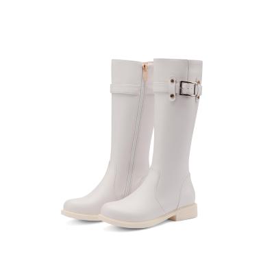 China 2021 New Breathable Boots Skim White Flat Bottom Tube Zipper Tube Knight Boots But Side Knee Long for sale