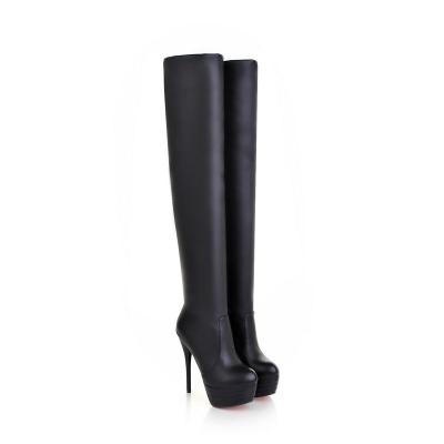 China New lightweight sexy elastic boots for 2021 leather boots women's thigh high boots stiletto heels 13.5cm for sale