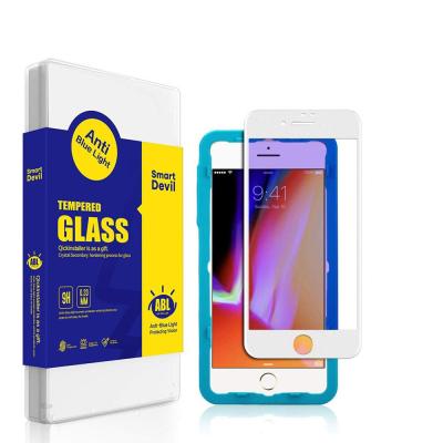 China Blue Lightweight Mobile Phone High Definition Tempered Glass Anti Cell Phone Screen Protector For iPhone 7/8 for sale