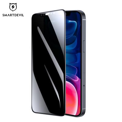 China SMARTDEVIL 9D Screen Glass Protector Full Cover Cell Phone Tempered Glass Privacy Anti-peep Screen Protector Bubble Free For iPhone 12 for sale