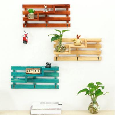 China 3 Tier Creative Wooden Wall Mount Shelf Housewares Wall Shelf Home Wall Decor Floating Wood Decor for sale