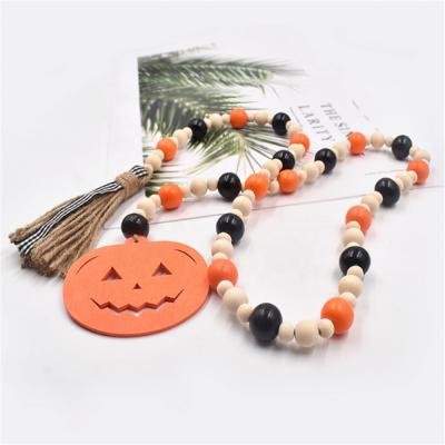 China 100% Handmade Wooden Home Decoration Pearl Garland Holiday Halloween Bead Tassel String Twine for sale