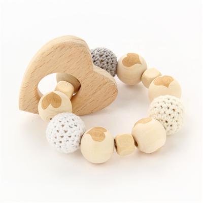 China Modern Wooden Garland Rustic Decor Beech Molar Bead Interior Decorations Stick Around Bead Wooden Bracelet Infant Toy for sale