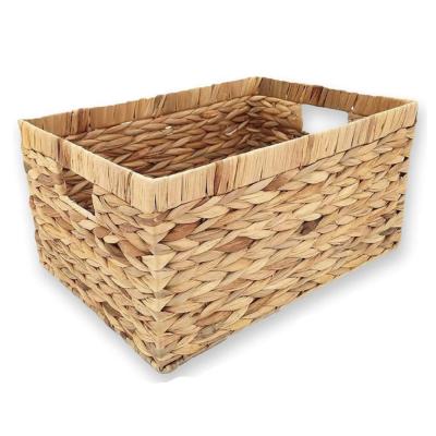 China Sustainable Water Hyacinth Storage Baskets Shelf Wicker Baskets for Storage, Farmhouse Storage Bins and Baskets for sale