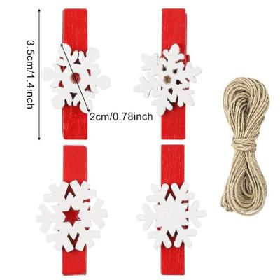 China Nature Snowflake Clips Christmas Snowflake Clothespins Photo Wooden Clips Small Craft Pegs for sale