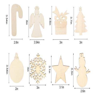 China Europe Christmas Wooden Ornaments Unfinished Natural 8-Style Wood Slices DIY Crafts Wooden Kit for sale