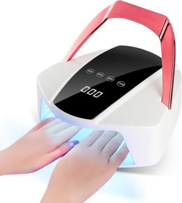 China Nail Fast Drying Professional Gel Lamp Portable 96w Uv Led Nail Lamp Faster Nail Dryer with 4 Timer Setting UV+LED Beads Power for sale