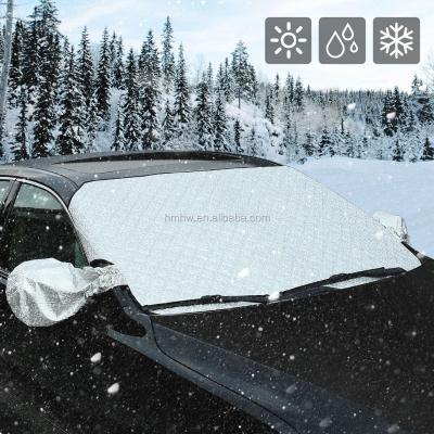 China Lowering Temperatures Car Interior Windshield Windshield Snow Sun Shade Protector With Anti-theft Mirror Protector And Edges for sale