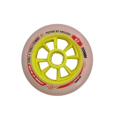 China High Quality Banded Double Layer SHR Overmolded Two Layers 110mm PU Roller Integrated Racing Wheel Banded Skate Professional 125mm for sale