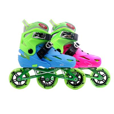 China PP+fiber 3 Wheel Kids Built-in Boot Skates Hard Adjustable Roller Kids Beginner Integrated Speed ​​Skates for sale